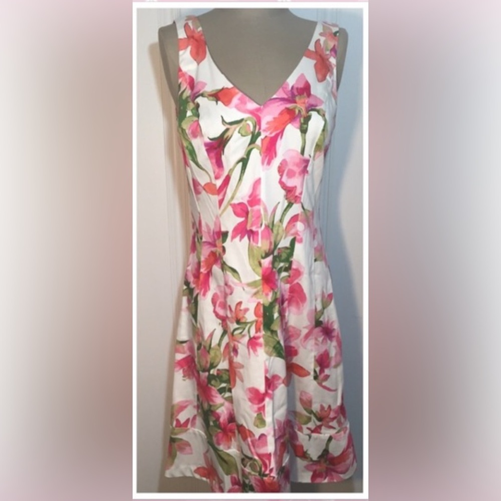 Ralph Lauren Pink and Green Floral Dress